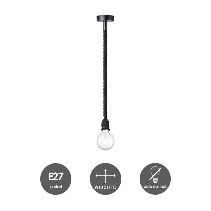 Hängeleuchte an Schnur LEONARDO ROPE 1xE27/10W/230V schwarz