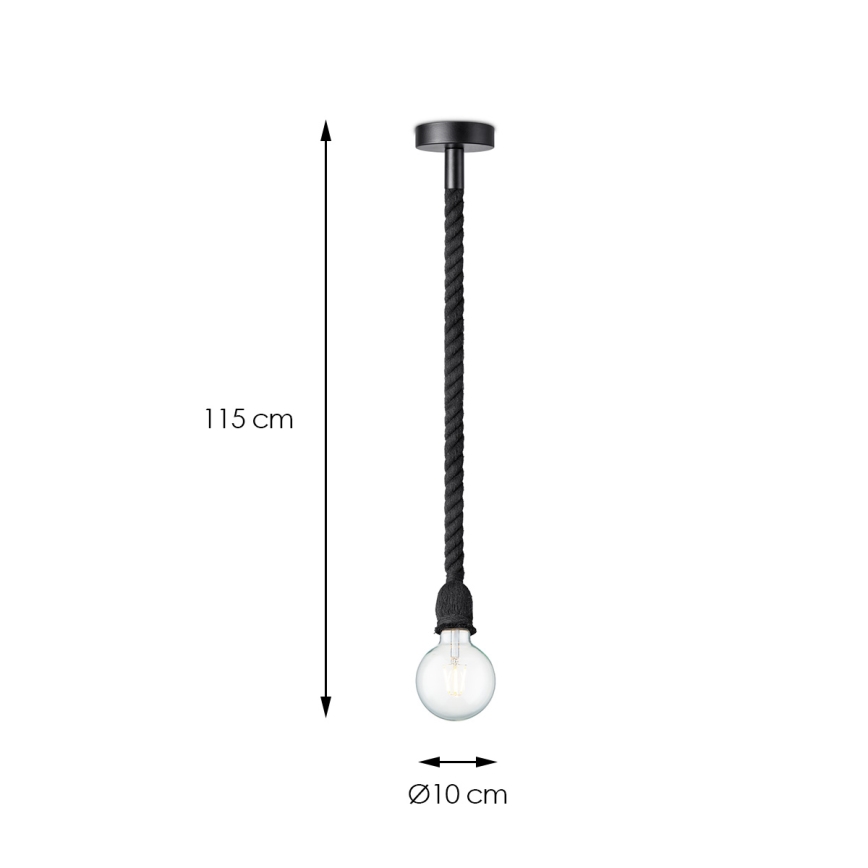 Hängeleuchte an Schnur LEONARDO ROPE 1xE27/10W/230V schwarz