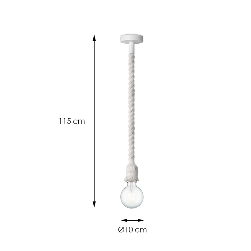 Hängeleuchte an Schnur LEONARDO ROPE 1xE27/10W/230V weiß