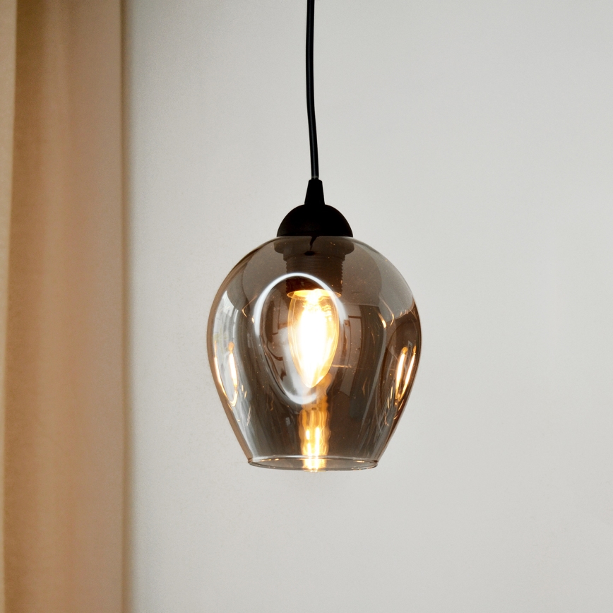 Hängeleuchte an Schnur LILI 1xE27/15W/230V schwarz/grau
