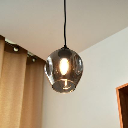 Hängeleuchte an Schnur LILI 1xE27/15W/230V schwarz/grau