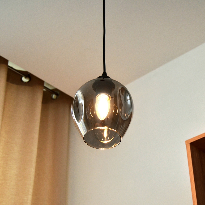 Hängeleuchte an Schnur LILI 1xE27/15W/230V schwarz/grau