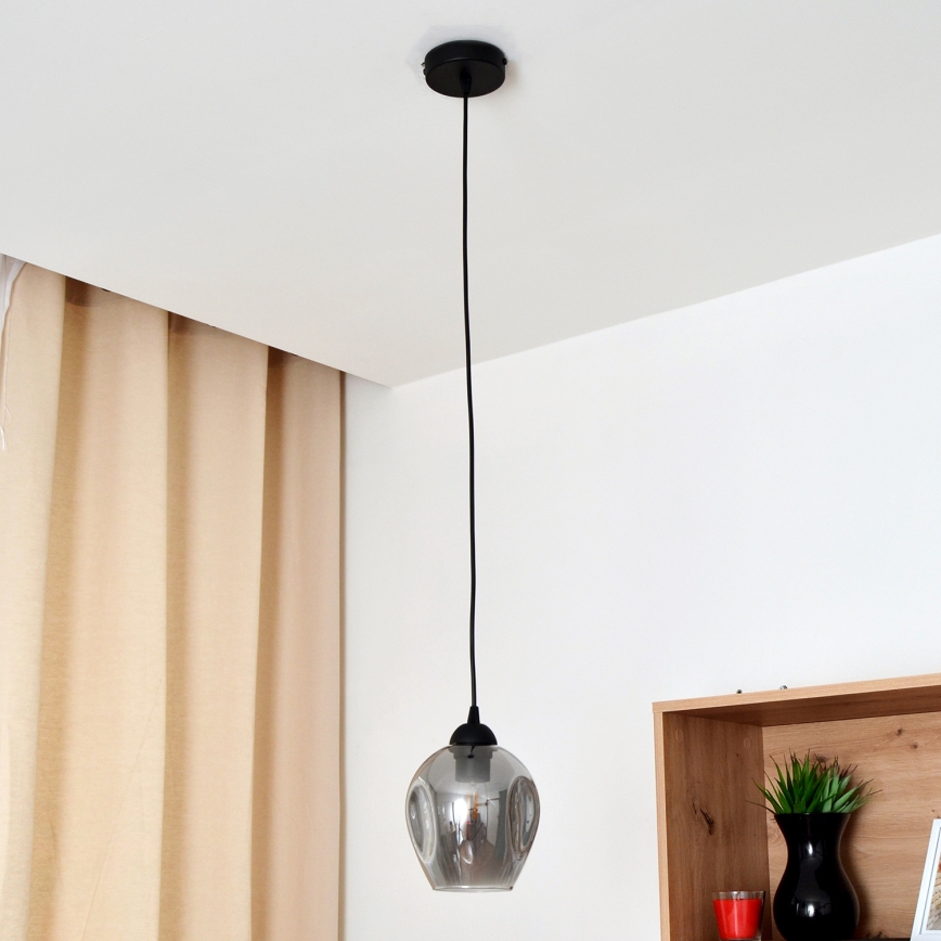 Hängeleuchte an Schnur LILI 1xE27/15W/230V schwarz/grau