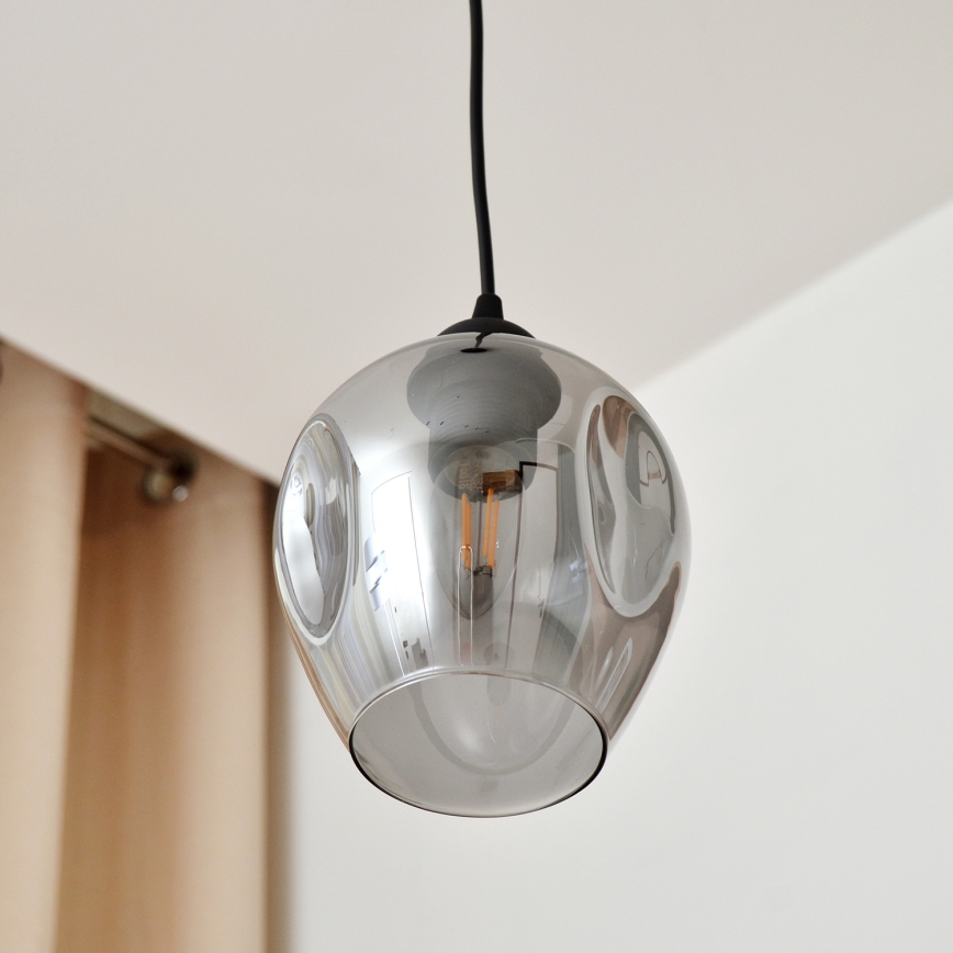 Hängeleuchte an Schnur LILI 1xE27/15W/230V schwarz/grau
