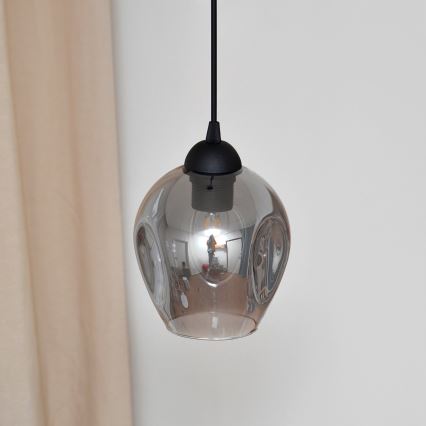 Hängeleuchte an Schnur LILI 1xE27/15W/230V schwarz/grau