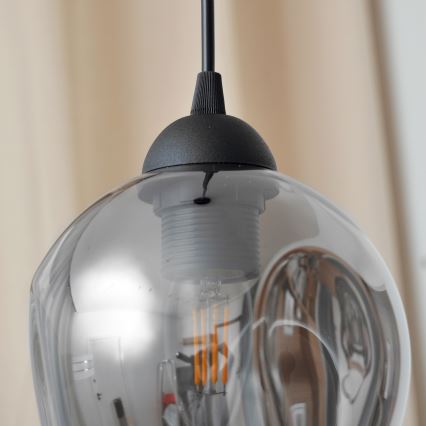 Hängeleuchte an Schnur LILI 1xE27/15W/230V schwarz/grau