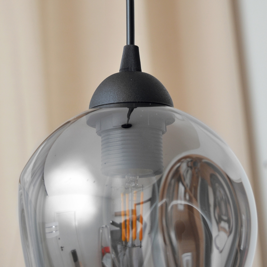 Hängeleuchte an Schnur LILI 1xE27/15W/230V schwarz/grau