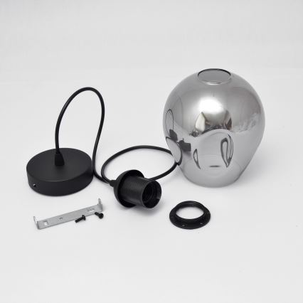 Hängeleuchte an Schnur LILI 1xE27/15W/230V schwarz/grau