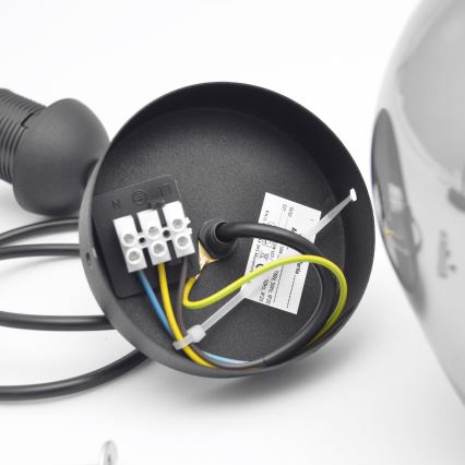 Hängeleuchte an Schnur LILI 1xE27/15W/230V schwarz/grau