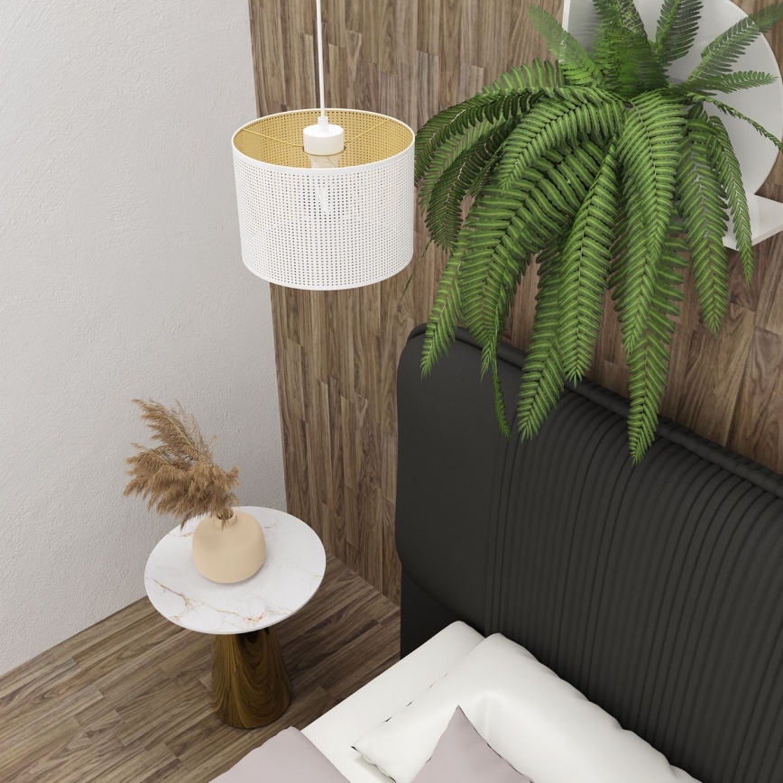 Hängeleuchte an Schnur LOFT SHADE 1xE27/60W/230V Durchmesser 25 cm weiß/golden