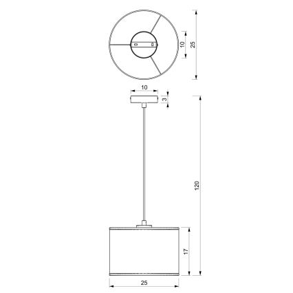 Hängeleuchte an Schnur LOFT SHADE 1xE27/60W/230V Durchmesser 25 cm weiß/golden