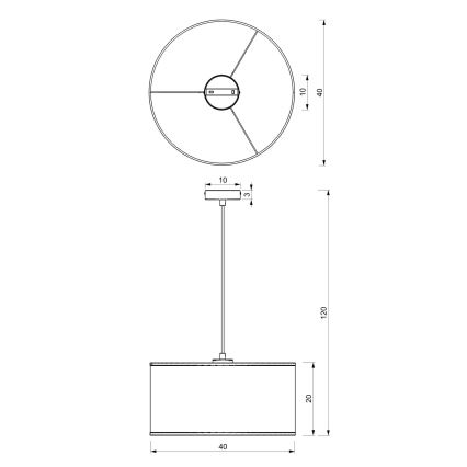 Hängeleuchte an Schnur LOFT SHADE 1xE27/60W/230V Durchmesser 40 cm schwarz