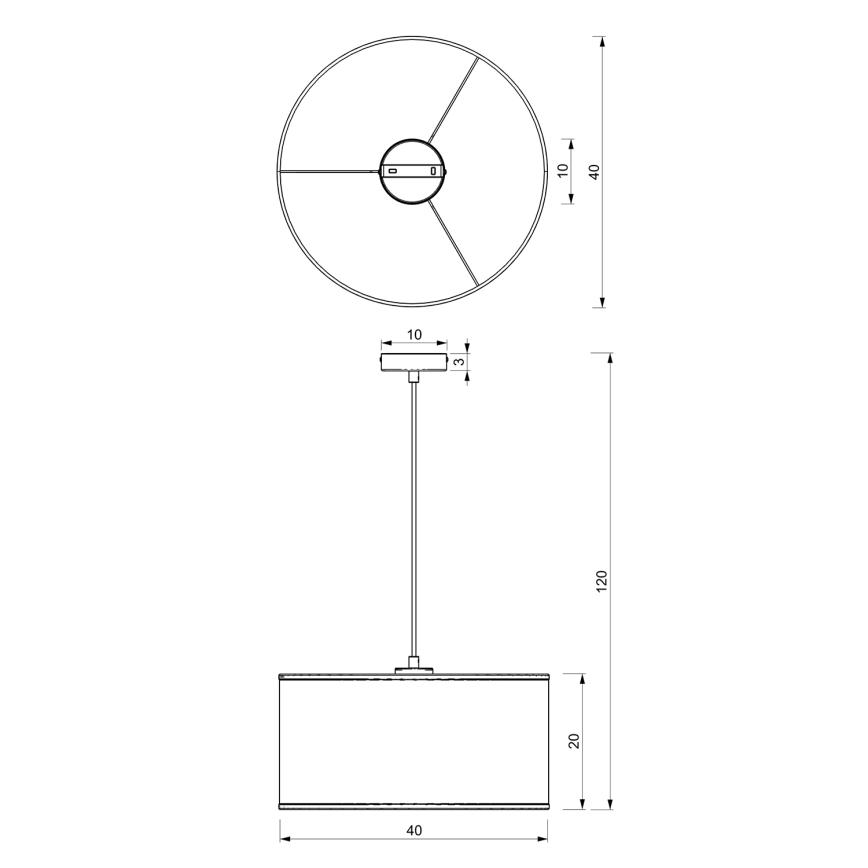 Hängeleuchte an Schnur LOFT SHADE 1xE27/60W/230V Durchmesser 40 cm weiß/golden