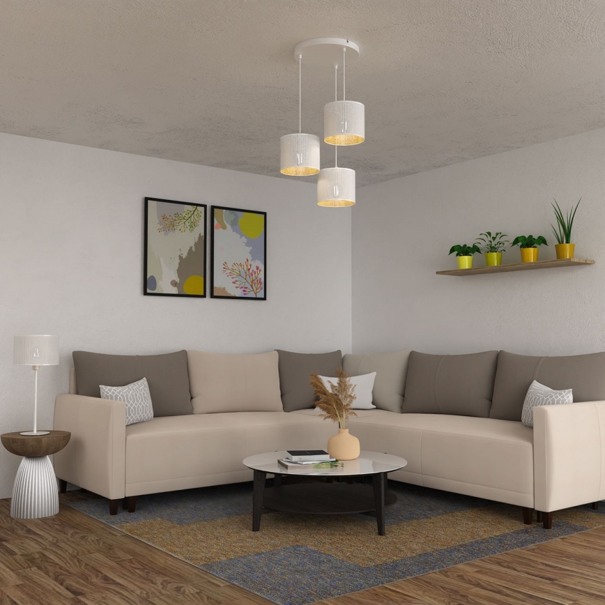 Hängeleuchte an Schnur LOFT SHADE 3xE27/60W/230V weiß/golden