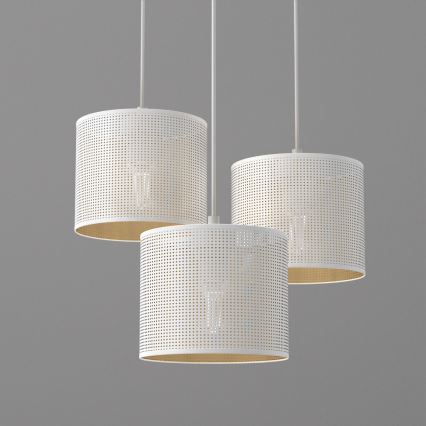 Hängeleuchte an Schnur LOFT SHADE 3xE27/60W/230V weiß/golden