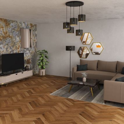 Hängeleuchte an Schnur LOFT SHADE 5xE27/60W/230V schwarz/golden