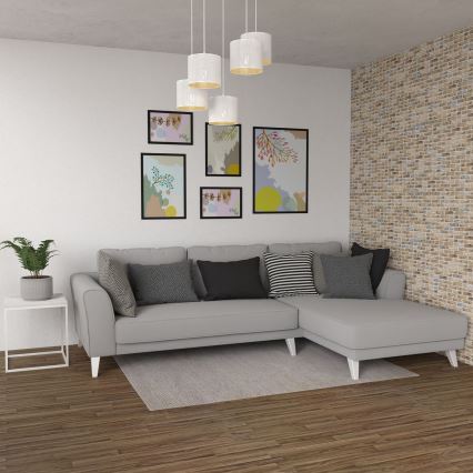 Hängeleuchte an Schnur LOFT SHADE 5xE27/60W/230V weiß/golden