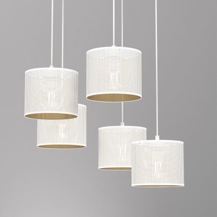 Hängeleuchte an Schnur LOFT SHADE 5xE27/60W/230V weiß/golden