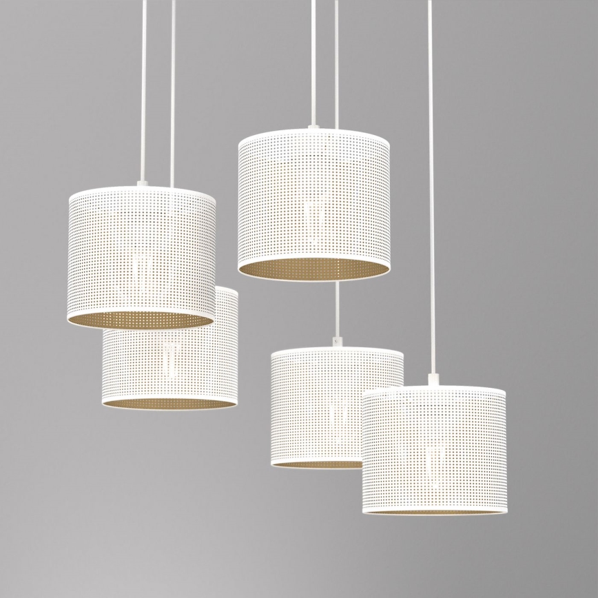Hängeleuchte an Schnur LOFT SHADE 5xE27/60W/230V weiß/golden