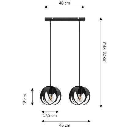 Hängeleuchte an Schnur MOONLIGHT 2xE27/15W/230V schwarz