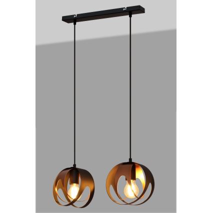Hängeleuchte an Schnur MOONLIGHT 2xE27/15W/230V schwarz/Kupfer