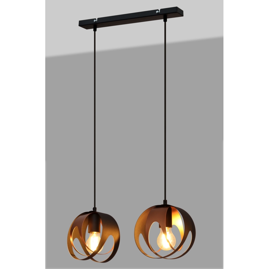 Hängeleuchte an Schnur MOONLIGHT 2xE27/15W/230V schwarz/Kupfer