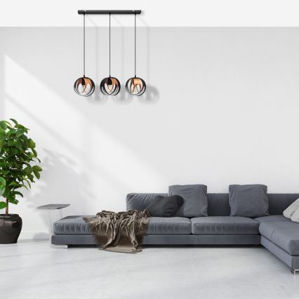 Hängeleuchte an Schnur MOONLIGHT 3xE27/15W/230V schwarz/Kupfer