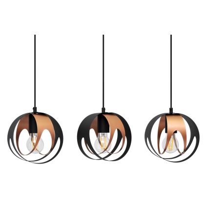 Hängeleuchte an Schnur MOONLIGHT 3xE27/15W/230V schwarz/Kupfer