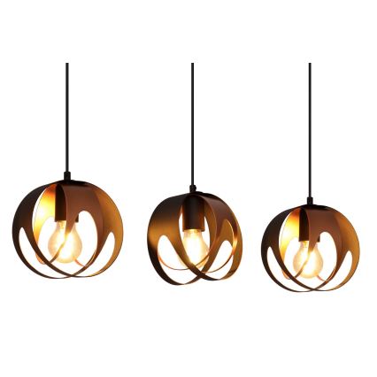 Hängeleuchte an Schnur MOONLIGHT 3xE27/15W/230V schwarz/Kupfer