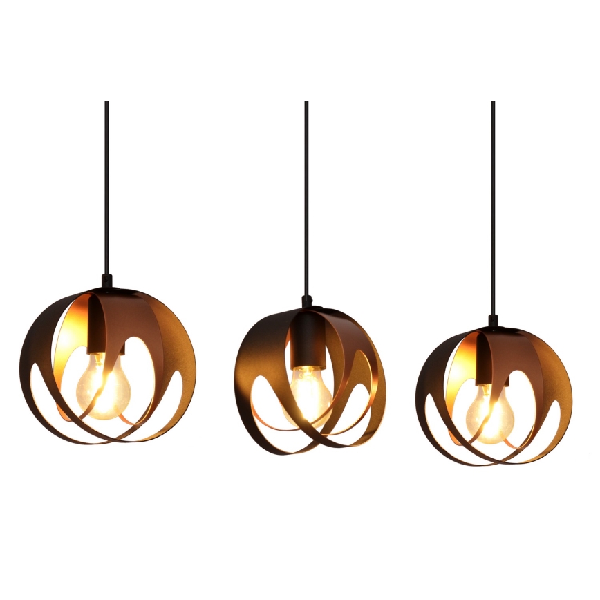 Hängeleuchte an Schnur MOONLIGHT 3xE27/15W/230V schwarz/Kupfer