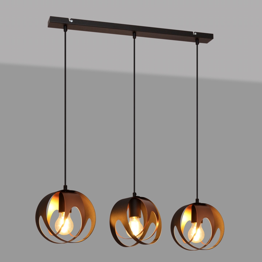 Hängeleuchte an Schnur MOONLIGHT 3xE27/15W/230V schwarz/Kupfer