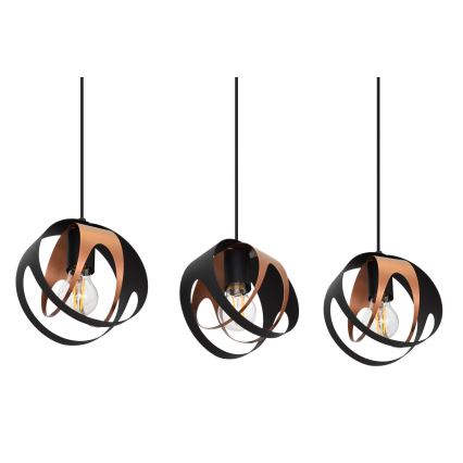 Hängeleuchte an Schnur MOONLIGHT 3xE27/15W/230V schwarz/Kupfer