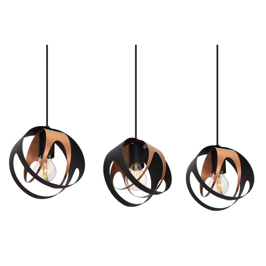 Hängeleuchte an Schnur MOONLIGHT 3xE27/15W/230V schwarz/Kupfer