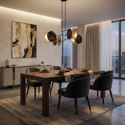 Hängeleuchte an Schnur MOTIF 4xE27/15W/230V schwarz/golden