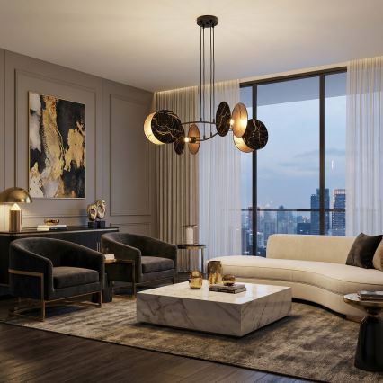 Hängeleuchte an Schnur MOTIF 4xE27/15W/230V schwarz/golden