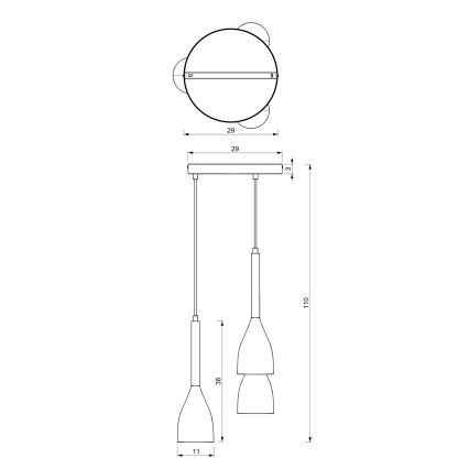 Hängeleuchte an Schnur MUZA NEW 3xE27/60W/230V Buche/weiß