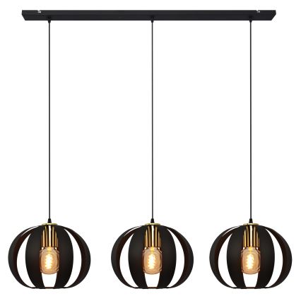 Hängeleuchte an Schnur NEWTON 3xE27/15W/230V schwarz/golden