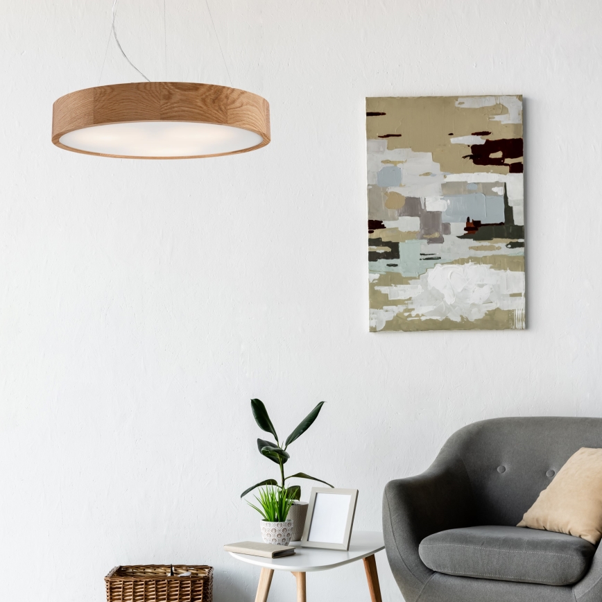 Hängeleuchte an Schnur OAK 3xE27/60W/230V Eiche ø 47,5 cm - FSC-zertifiziert