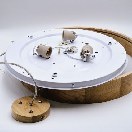 Hängeleuchte an Schnur OAK 3xE27/60W/230V Eiche ø 47,5 cm - FSC-zertifiziert