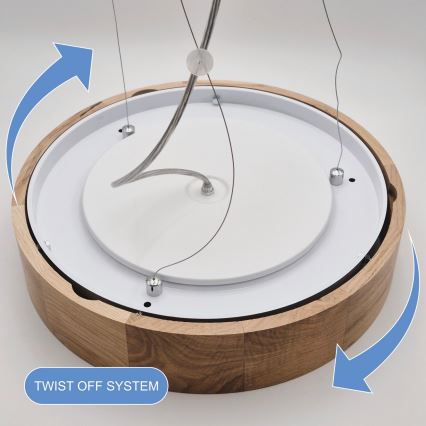 Hängeleuchte an Schnur OAK 3xE27/60W/230V Eiche ø 47,5 cm - FSC-zertifiziert