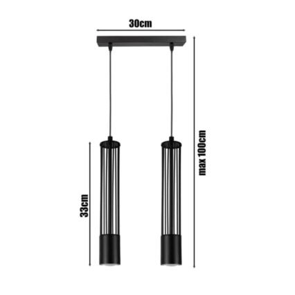 Hängeleuchte an Schnur PRESCOT 2xGU10/40W/230V schwarz