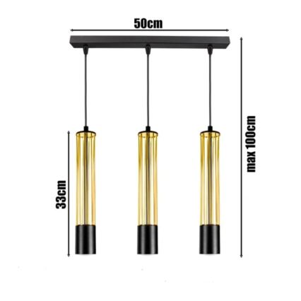 Hängeleuchte an Schnur PRESCOT 3xGU10/40W/230V golden