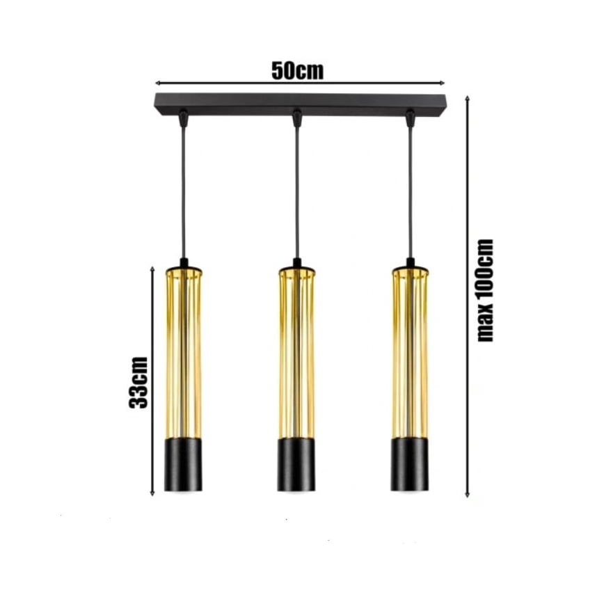 Hängeleuchte an Schnur PRESCOT 3xGU10/40W/230V golden