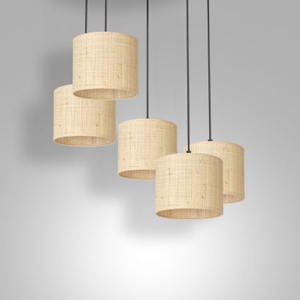 Hängeleuchte an Schnur RATTAN 5xE27/60W/230V Rattan