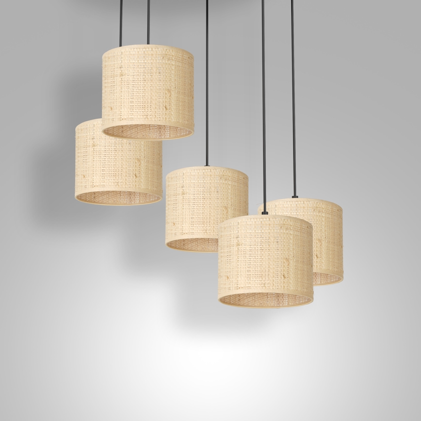 Hängeleuchte an Schnur RATTAN 5xE27/60W/230V Rattan