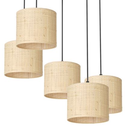Hängeleuchte an Schnur RATTAN 5xE27/60W/230V Rattan