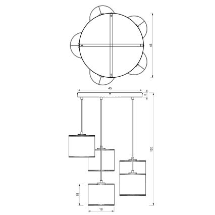 Hängeleuchte an Schnur RATTAN 5xE27/60W/230V Rattan