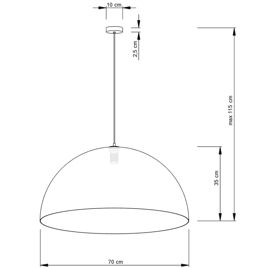 Hängeleuchte an Schnur SFERA 1xE27/60W/230V d 70 cm golden/schwarz