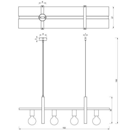 Hängeleuchte an Schnur SHELF 4xE27/60W/230V