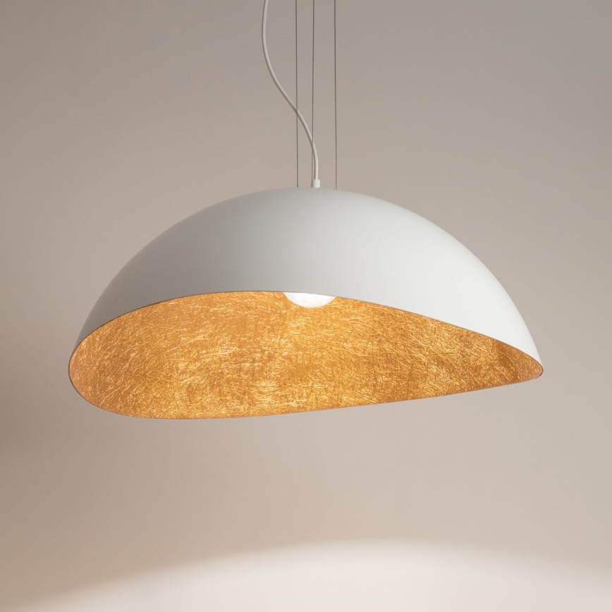 Hängeleuchte an Schnur SOLARIS 1xE27/60W/230V d 48 cm weiß/kupfern